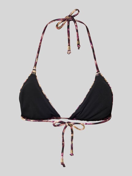 Produktfoto, Triangel Bikini mit wattierten Cups Modell 'AMNESIA' von DORINA in Schwarz mit gemusterter Schnürung, Material-Mix mit Stretch-Anteil