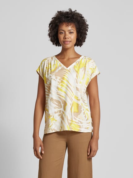 COMMA Blouse met V-hals Geel - 4
