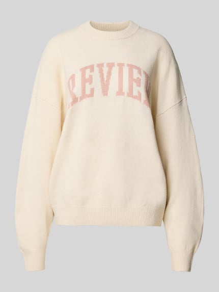 REVIEW Oversized Strickpullover mit Rundhalsausschnitt Offwhite Melange 2