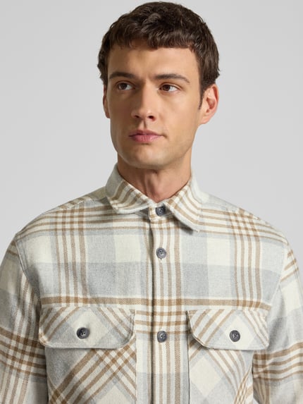 JACK & JONES Premium Koszula casualowa regular fit z kołnierzykiem typu kent Jasnoszary melanż 3