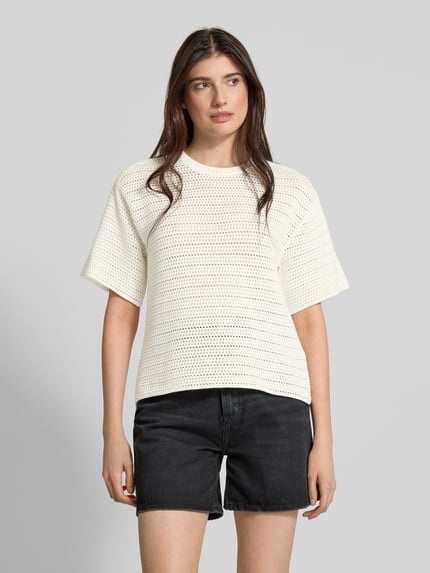 Rich & Royal Gebreid shirt met ronde hals Offwhite - 4