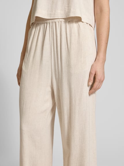 Jake*s Casual Wide fit stoffen broek met elastische band Beige - 3