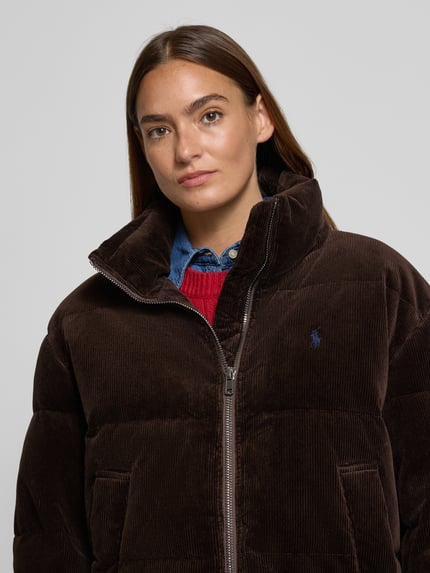 Polo Ralph Lauren Kurtka w stylu puffer z sztruksu ze stójką i wyhaftowanym logo Ciemnobrązowy 3