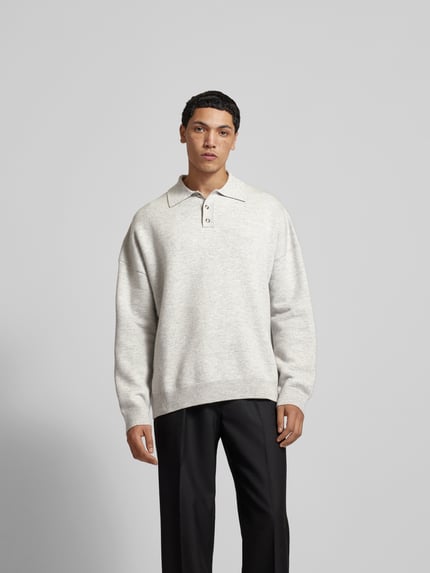 Nanushka Sweter z kołnierzykiem polo Jasnoszary 4