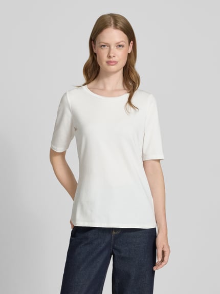 s.Oliver BLACK LABEL Regular fit T-shirt van katoenmix Wit - 4