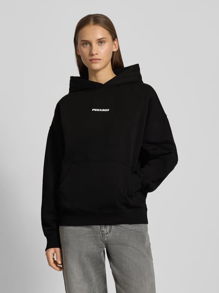 PEGADOR Oversized Hoodie mit Logo-Stitching Modell 'Clarita' Black 4