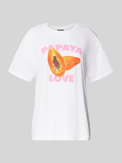 PIECES T-shirt o kroju comfort fit z czystej bawełny model ‘THEA’ Biały 2
