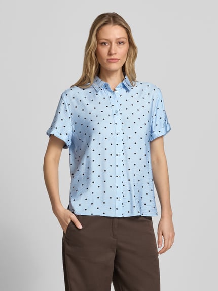 Jake*s Casual Regular Fit Bluse aus Viskose-Mix im Allover-Look Hellblau 4