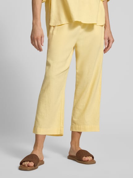 FREE/QUENT wide leg broek met elastische band model 'Lava' Geel - 4