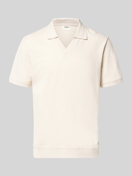 Productfoto, Regular Fit Poloshirt aus reiner Baumwolle van s.Oliver RED LABEL, effen, gestructureerd, polokraag, korte mouw, offwhite, jersey, label patch