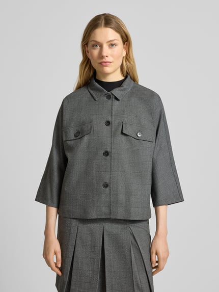 MORE & MORE Relaxed fit blazer met knoopsluiting en 3/4-mouwen Antraciet - 4