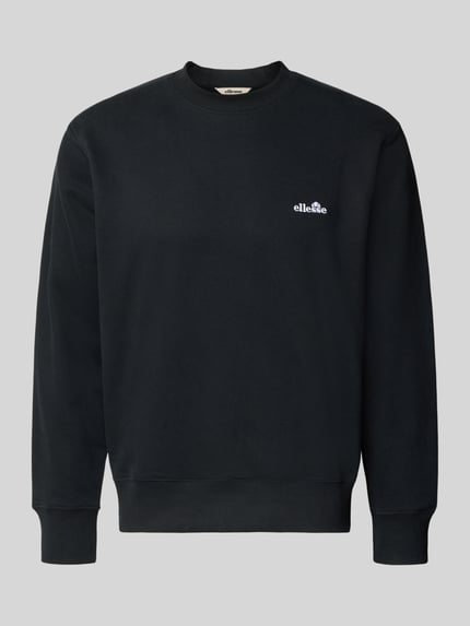 Produktfoto, Sweatshirt mit Rundhalsausschnitt und Label-Stitching von Ellesse aus schwarzem Baumwoll-Mix, Regular-Fit, glatte Textur.