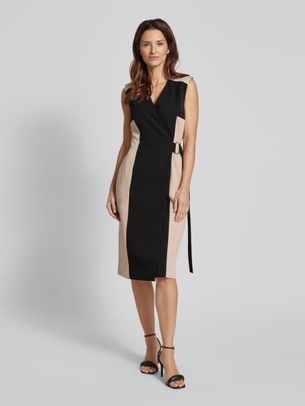 DKNY Knielange jurk in wikkellook Ecru - 4