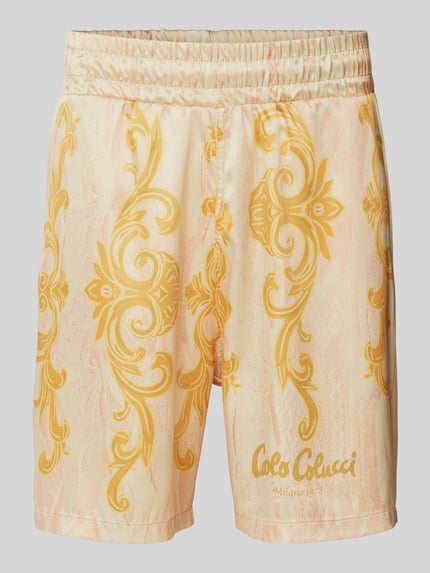 Carlo Colucci Regular Fit Sweatshorts mit Allover-Muster Gold 2