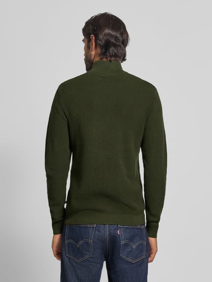 Matinique Sweter z dzianiny z kołnierzem model ‘lagoon’ Ciemnozielony 5