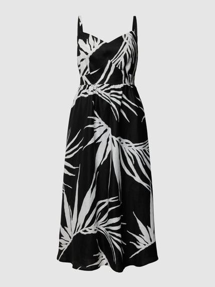 COMMA Knielanges Leinenkleid mit Herz-Ausschnitt Black 2