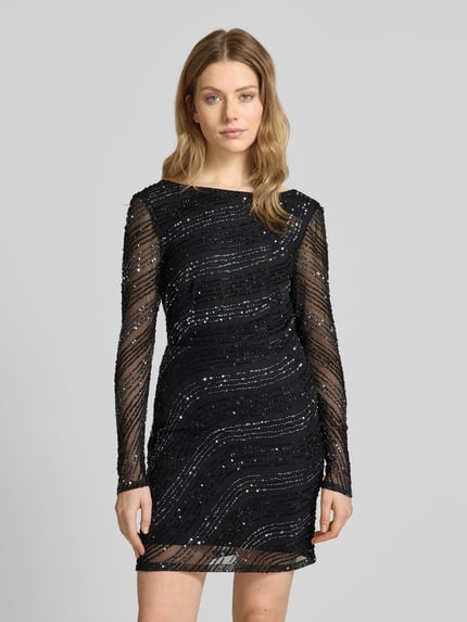 Lace & Beads Cocktailjurk met boothals Zwart - 4