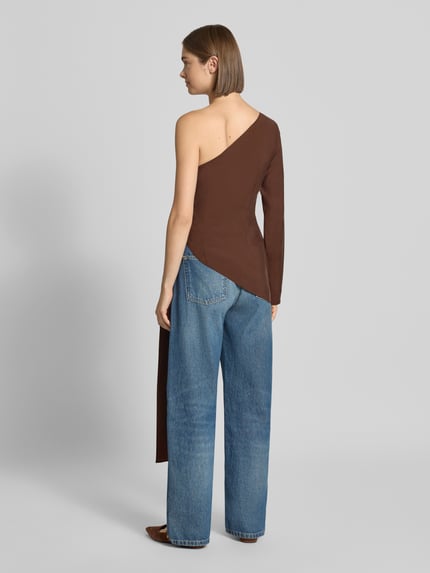 Topshop Blouse in one-shoulder design van modal-mix Chocoladebruin - 5
