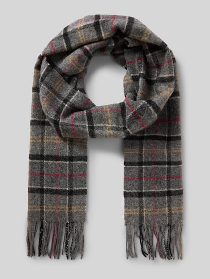 Barbour Schal aus Lammwolle mit Fransen Anthrazit Melange 1