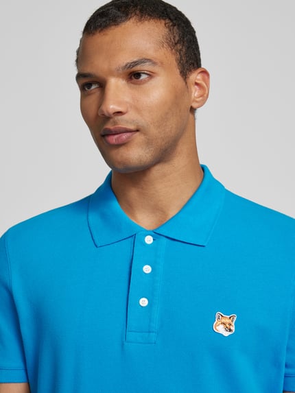 MAISON KITSUNÉ Koszulka polo z aplikacje z motywem Królewski niebieski 3