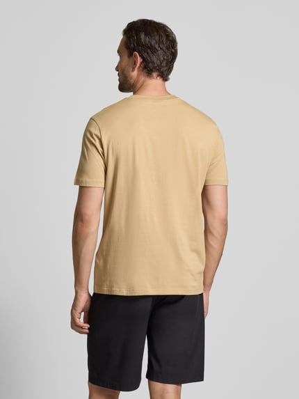 HUGO T-shirt z nadrukiem z logo i okrągłym dekoltem model ‘Dapusi’ Beżowy 5
