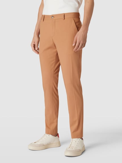 Selected Slim fit pantalon in effen design, model 'LIAM' Terracotta - 4