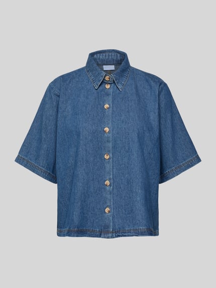 Jake*s Collection Relaxed Fit Jeansbluse mit Knopfleiste Eisblau 2