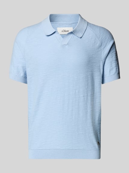 s.Oliver RED LABEL Regular fit poloshirt met structuur van vlamgaren Lichtblauw - 2