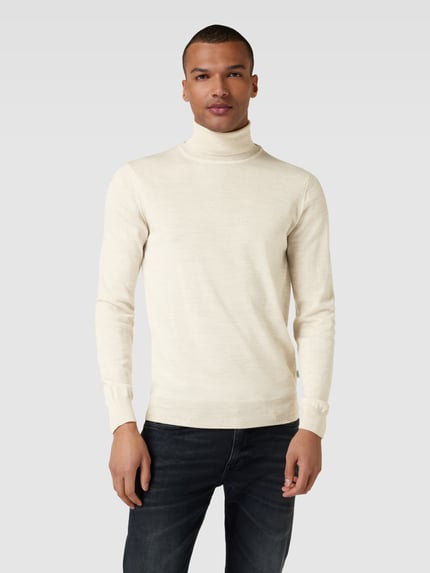 Casual Friday Rollkragenpullover aus Woll-Mix Beige 4