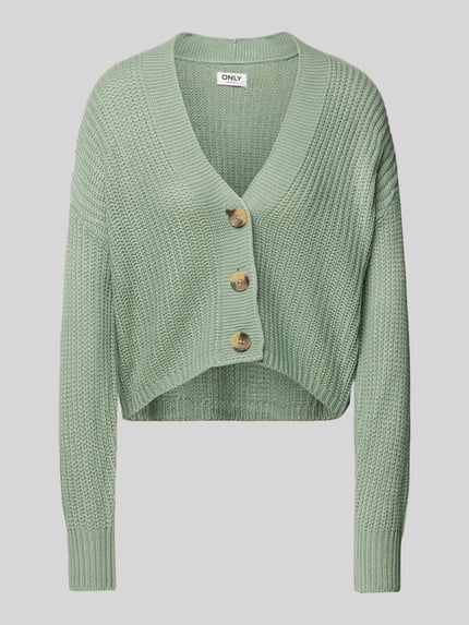 ONLY Cropped Cardigan mit Knopfleiste Modell 'CAROL' Mint 2