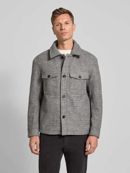Selected Kurtka wełniana o kroju regular fit z wykładanym kołnierzem model ‘MITCH’ Srebrny 4