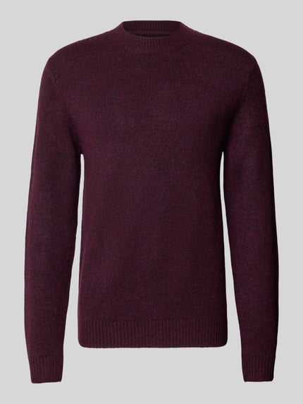 MCNEAL Regular Fit Strickpullover mit gerippten Abschlüssen Dunkelrot Melange 1