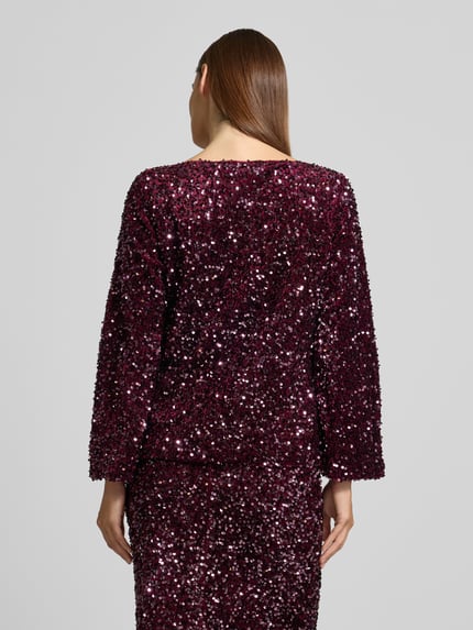 VILA Blouseshirt met pailletten, model 'FAITH' Prune - 5
