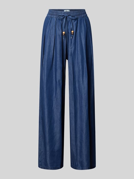 Produktfoto, blauwe regular fit dames culotte van mix van katoen en lyocell, model 'BEA BEAD' van Only, eenvoudige textuur
