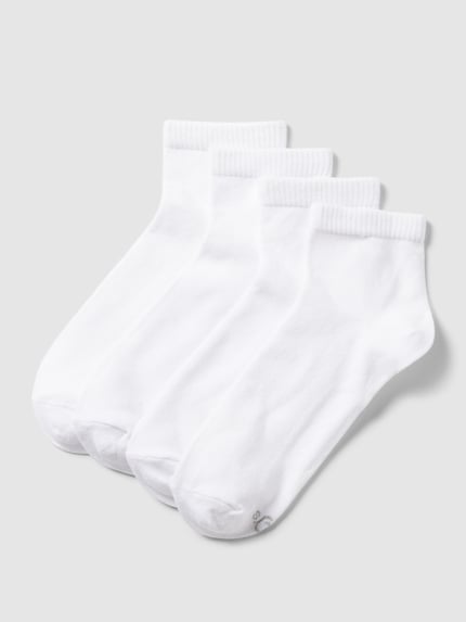s.Oliver RED LABEL Socken mit Label-Detail im 4er-Pack Modell 'Quarter' Weiss 1