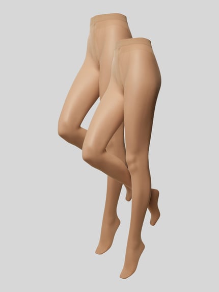 camano 20 DEN Strumpfhosen mit elastischem Bund Modell 'Basic' im 2er-Pack Beige 1