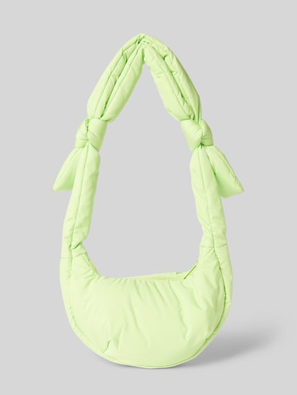 Lefrik Handtas met knoopdetails, model 'BIWA' Neon groen - 4