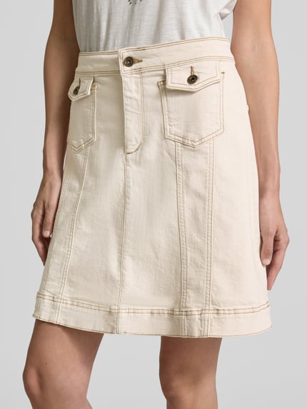 MOS MOSH Jeansrok met klepzakken, model 'Colette' Ecru - 3