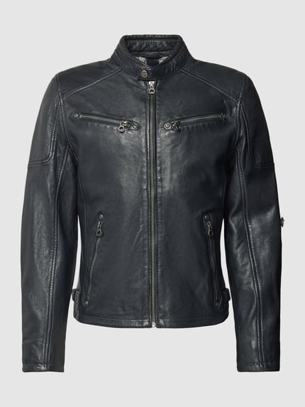 MAURITIUS Lederjacke mit Stehkragen Modell 'MARC LAKEV' Marine 2
