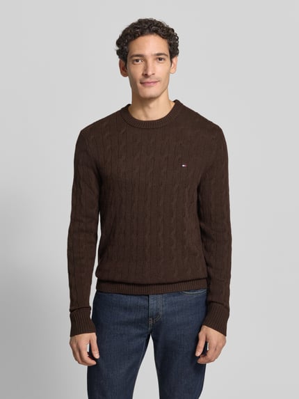 Tommy Hilfiger Regular Fit Pullover aus reiner Schafswolle Dunkelbraun 4