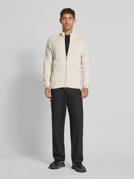 BOSS Regular Fit Strickjacke aus Baumwoll-Schurwoll-Mix Modell 'H-IDINO' Offwhite 1
