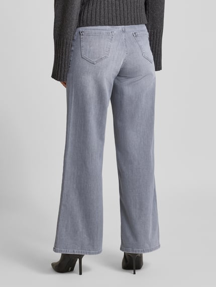 Milano Italy Wide Leg Jeans im 5-Pocket-Design Hellgrau 5