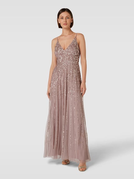 Lace & Beads Abendkleid mit Paillettenbesatz Altrosa 4