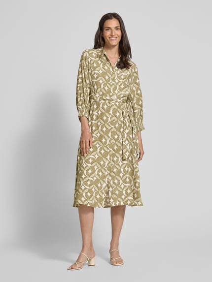 s.Oliver BLACK LABEL Tailliertes Hemdblusenkleid aus reiner Viskose Khaki 4