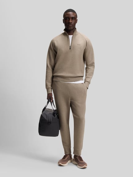 BOSS Green Sweatshirt mit halblangem Reißverschluss Beige 1