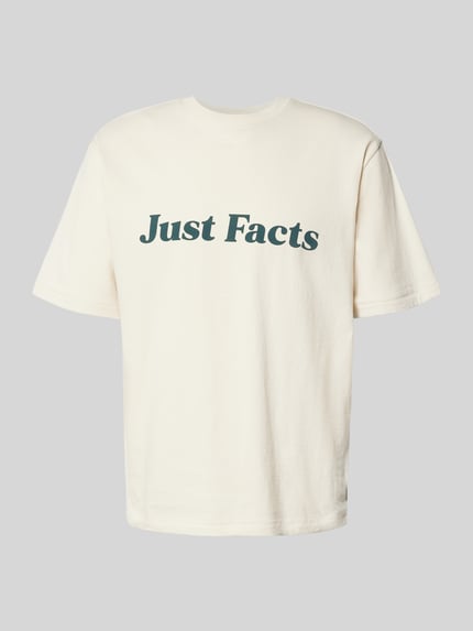 REVIEW T-Shirt mit geripptem Rundhalsausschnitt Ecru 2