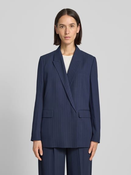 BOSS Relaxed Fit Longblazer mit Nadelstreifen Marine 4