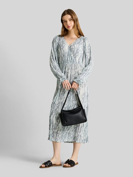 Tom Tailor Denim Freizeitkleid mit V-Ausschnitt Hellgrau 1