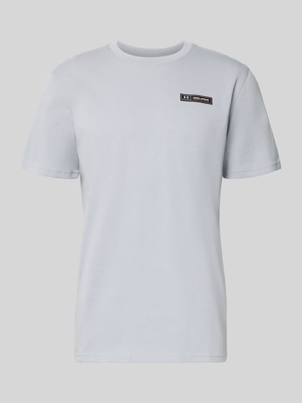 Produktfoto, Regular Fit T-Shirt mit Logo-Applikation von Under Armour aus Baumwoll-Mix in Hellgrau, Rundhalsausschnitt, glatte Struktur