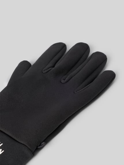 Produktfoto, Handschuhe mit Logo-Print Modell 'RINO' von The North Face, schwarz, Material-Mix mit Stretch, Silikon-Handfläche, Schlüssellochkonstruktion, Verbindungsriegel